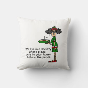 Pizza Delivery Humour Throw Pillow