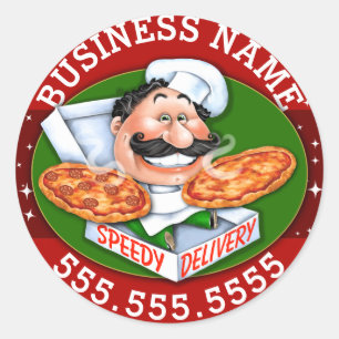 Pizza Delivery Pizzeria Business Customizable Classic Round Sticker