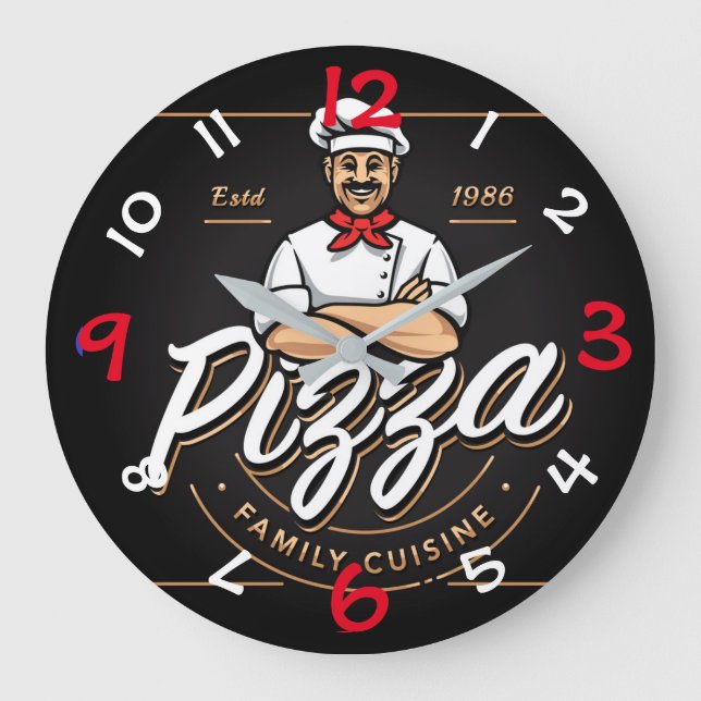 Pizza Design Wall Clock with Numbers (Front)