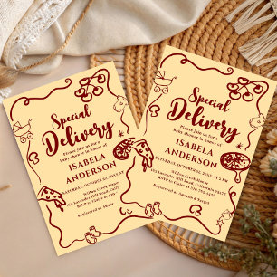 Pizza doodle special Delivery Baby Shower  Invitation