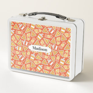 Pizza & Drink Pattern custom name lunch boxes