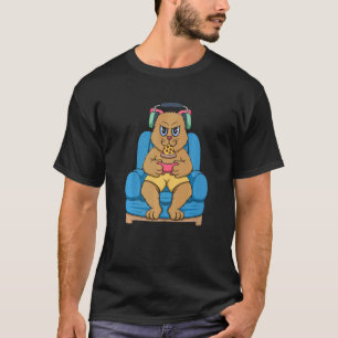 Pizza Eater Gamer Cat Pet Video Game T-Shirt