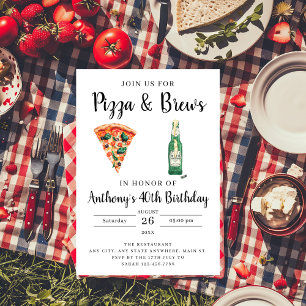 Pizza et brasses Anniversaire Fête Invitation