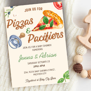Pizza et Pacificateurs Baby shower Invitation