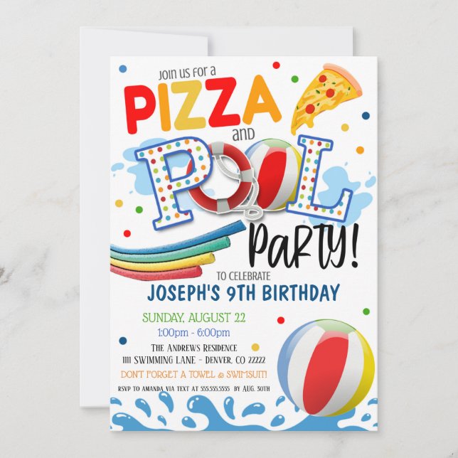 Pizza et Pool Party Invitation (Devant)