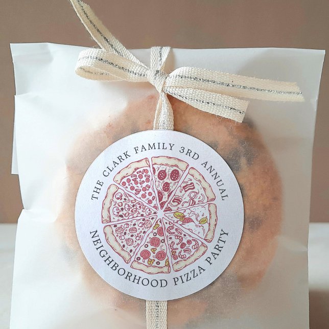 Pizza Event Themed Custom Text Classic Round Sticker (Creator Uploaded)