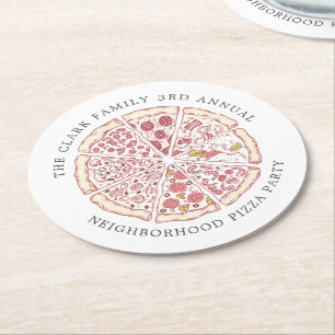 Pizza Event Themed Custom Text    Round Paper Coas Round Paper Coaster