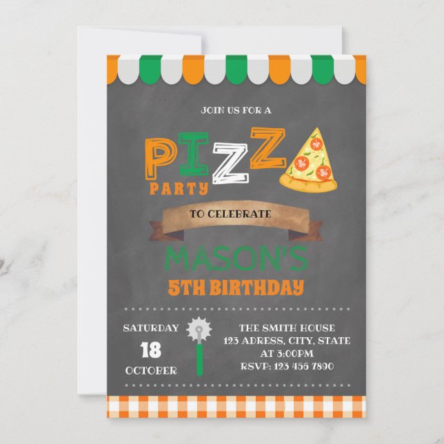 Pizza fête invitation anniversaire (Devant)