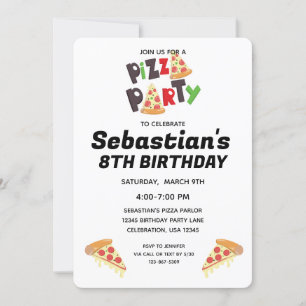 Pizza fête Invitation d'anniversaire pour une fill