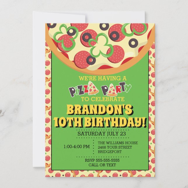 Pizza fêtes Anniversaire Invitations (Devant)