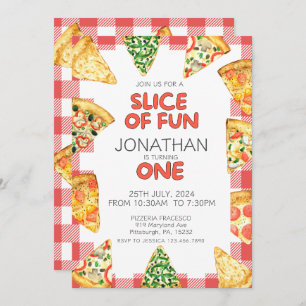 Pizza First Birthday party  Invitation