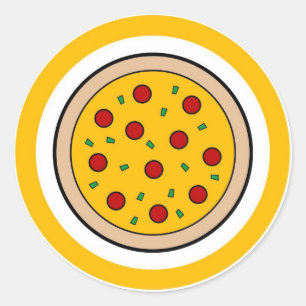 Pizza flavour circle sticker labels