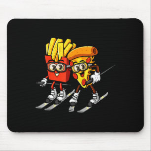 Pizza french fries ski funny skiier fast food mouse pad