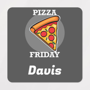 Pizza Friday Design - Small Square Clothing Label 