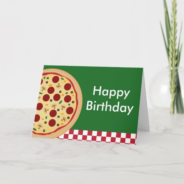 Pizza Happy Birthday Party Card (Front)