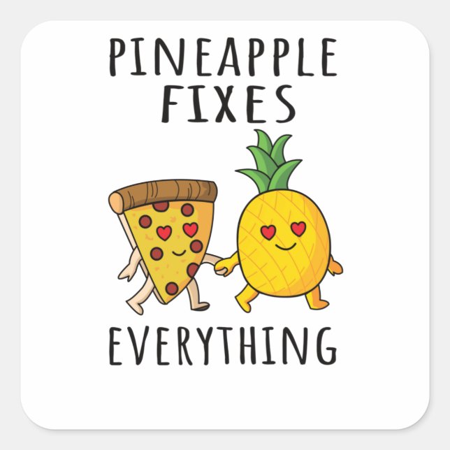 Pizza Hawaii Pineapple Pizza Food Square Sticker (Front)
