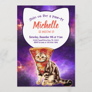 Pizza Head Cat Funny Invitation