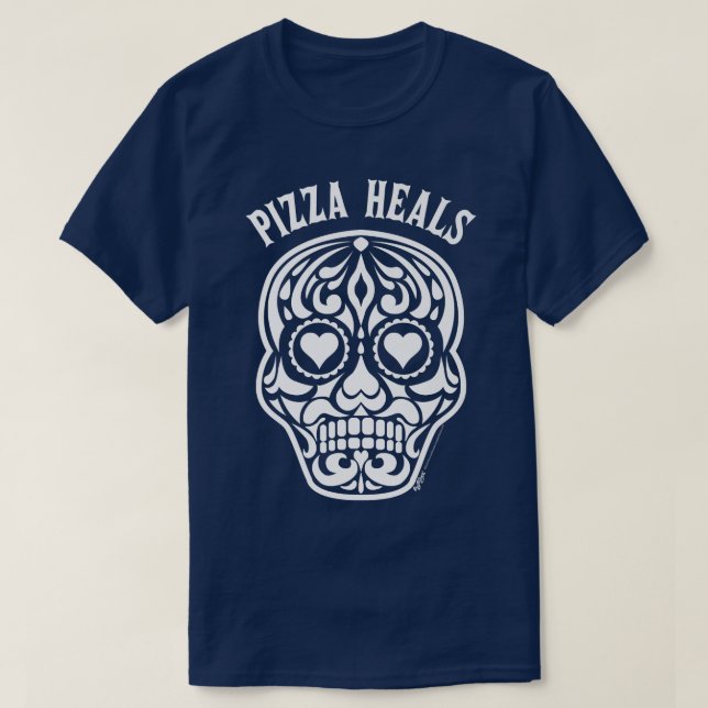 Pizza Heals Sugar Heart Skull Anti Valentines Day  T-Shirt (Design Front)