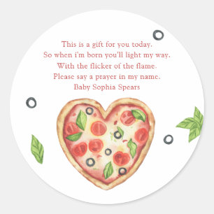 Pizza heart baby shower - prayer classic round sticker
