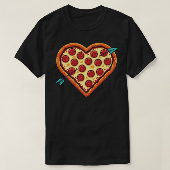 Pizza Heart Cute Valentines Day Heart Shaped Pizza T-Shirt (Design Front)