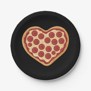 Pizza Heart Shaped Cute Valentine's Day Paper Plate