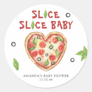 pizza heart watercolor baby shower classic round sticker