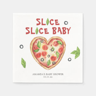 pizza heart watercolor baby shower  napkin