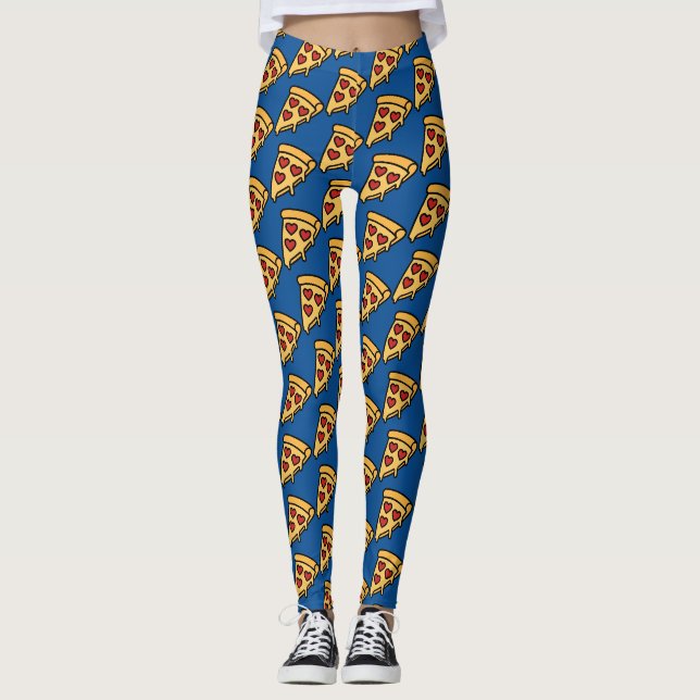 Pizza Hearts Pattern Leggings (Front)