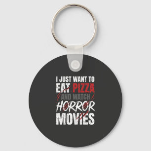 Pizza Horror Movies Halloween Design_1 Keychain