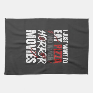 Pizza Horror Movies Halloween Design_1 Kitchen Towel