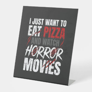 Pizza Horror Movies Halloween Design_1 Pedestal Sign