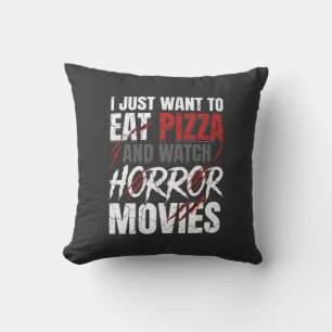 Pizza Horror Movies Halloween Design_1 Throw Pillow