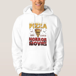 Pizza Horror Movies Halloween Skull Bats Spiderweb Hoodie