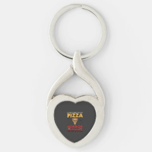 Pizza Horror Movies Halloween Skull Bats Spiderweb Keychain