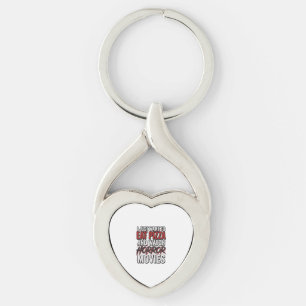 Pizza Horror Movies Vintage Halloween Typography S Keychain