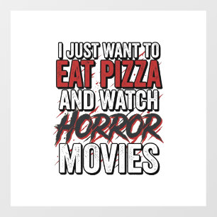 Pizza Horror Movies Vintage Halloween Typography S Window Cling