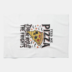 Pizza Horror Shirt Vintage Engraving Movie Night D Kitchen Towel