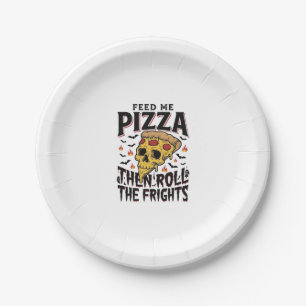 Pizza Horror Shirt Vintage Engraving Movie Night D Paper Plate