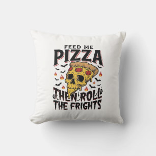 Pizza Horror Shirt Vintage Engraving Movie Night D Throw Pillow