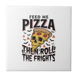 Pizza Horror Shirt Vintage Engraving Movie Night D Tile