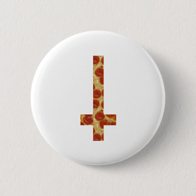 pizza inverted cross 2 inch round button (Front)