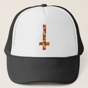 pizza inverted cross trucker hat