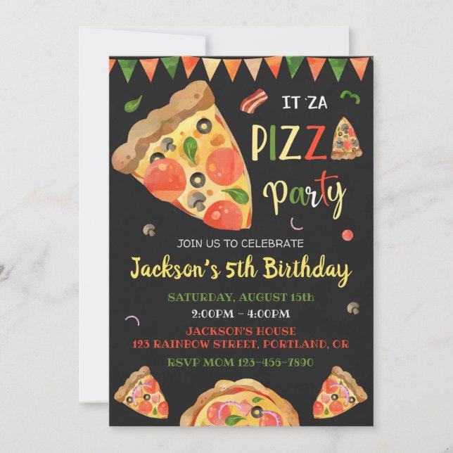 Pizza invitation anniversaire soirée italienne (Devant)