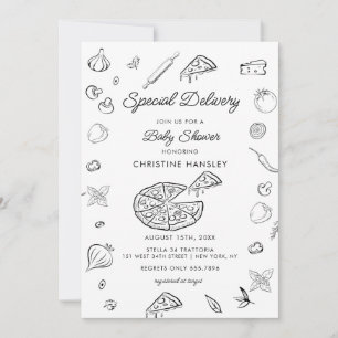 Pizza   Invitation Baby shower moderne