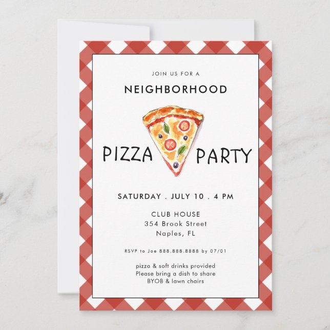 Pizza | Invitation de la fête de l'Été (Devant)