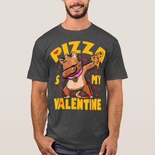 Pizza Is My Valentine Dabbing Cat Funny Valentines T-Shirt