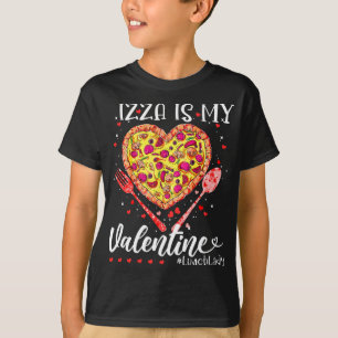 Pizza Is My Valentine Lunch Lady Pink Heart Valent T-Shirt