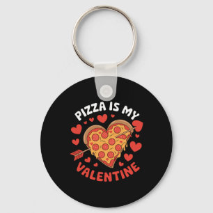 Pizza Is My Valentine Valentines Day Heart Peppero Keychain