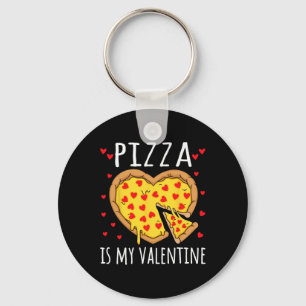 Pizza Is My Valentine Valentines Day Heart Peppero Keychain