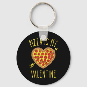 Pizza Is My Valentine Valentines Day Heart Peppero Keychain